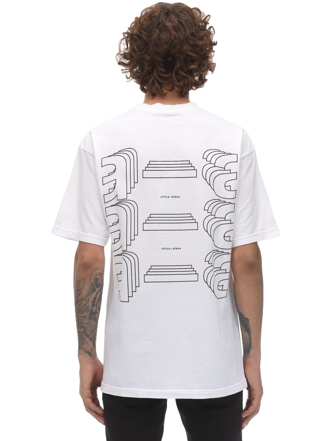 A-a   Artica-arbox Printed Cotton Jersey T-shirt In White