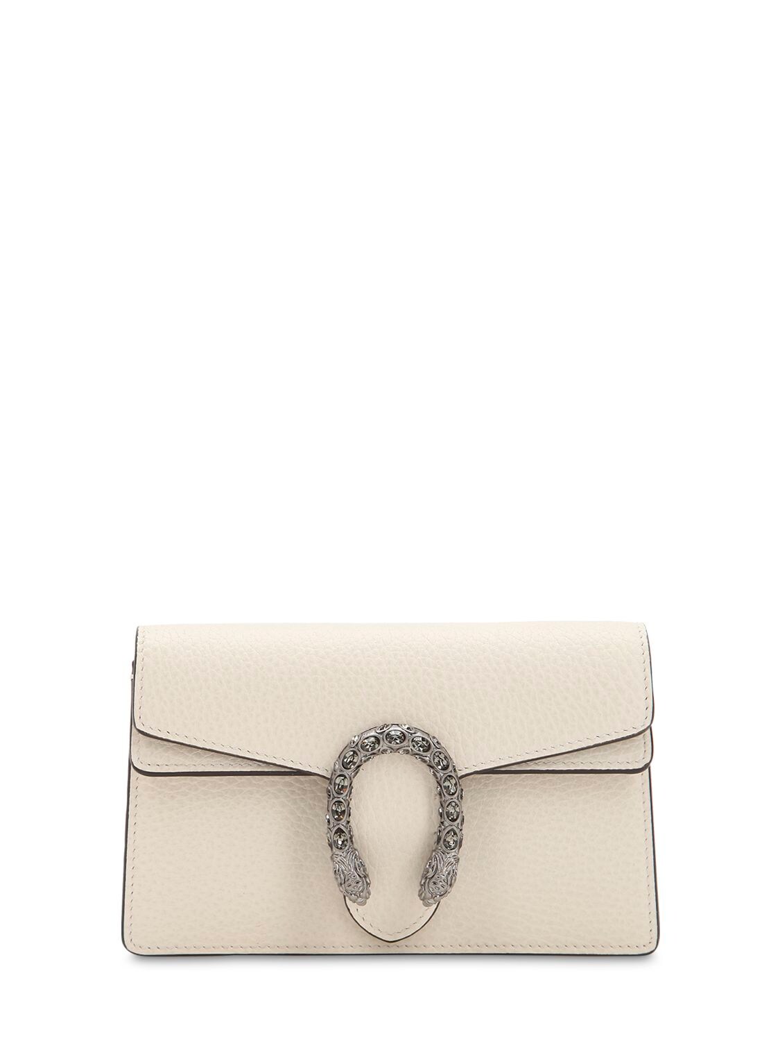Gucci Super Mini Dionysus Leather Shoulder Bag In White