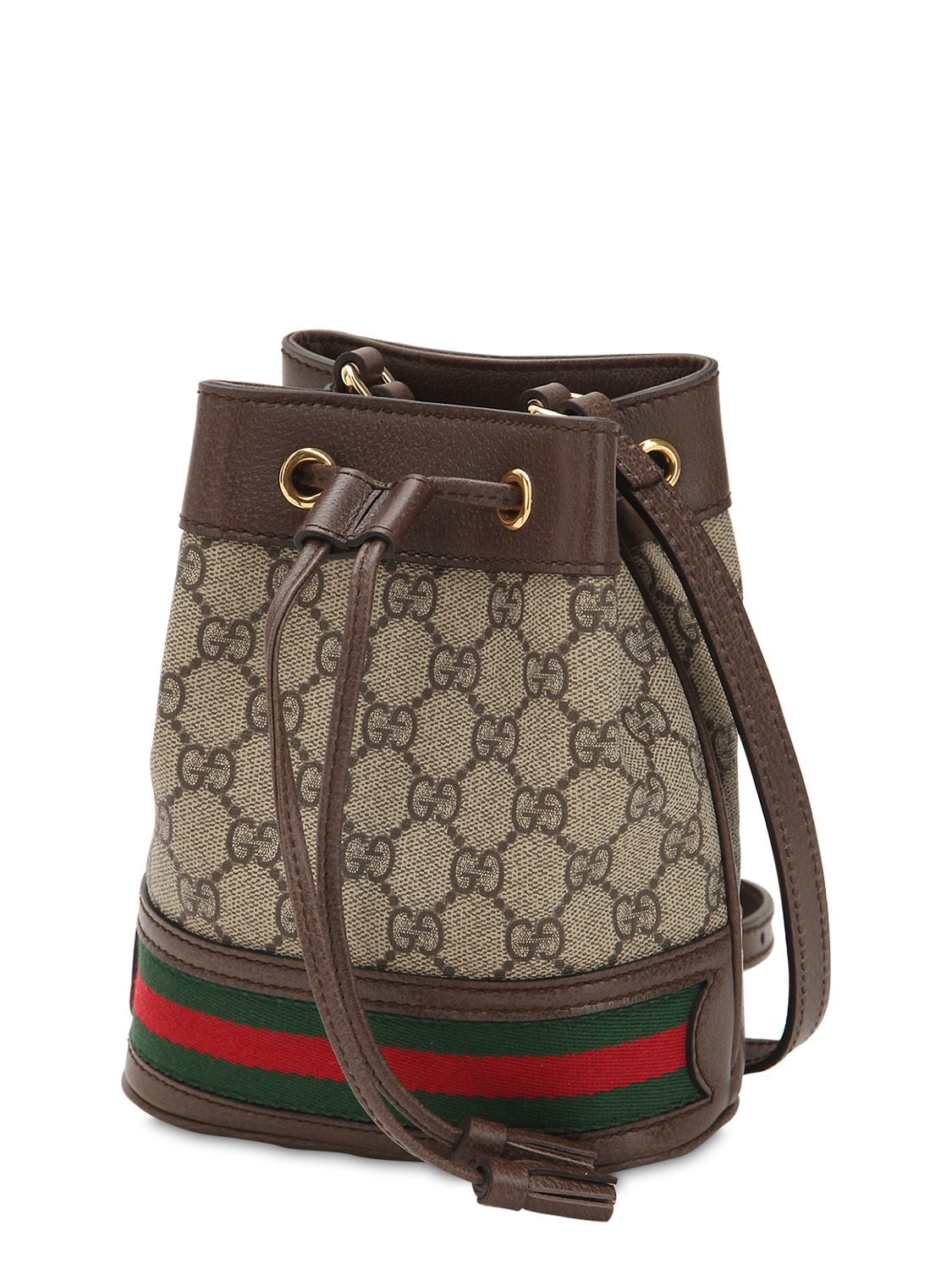 Shop Gucci Mini Ophidia Gg Supreme Bucket Bag In Taupe