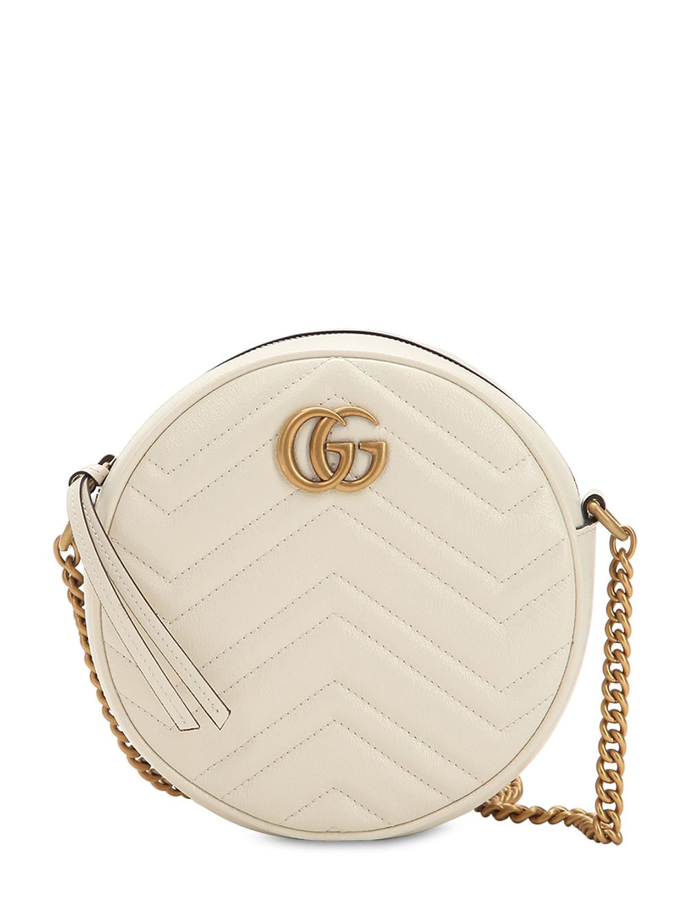 Gucci Mini Circle Gg Marmont Leather Bag In White