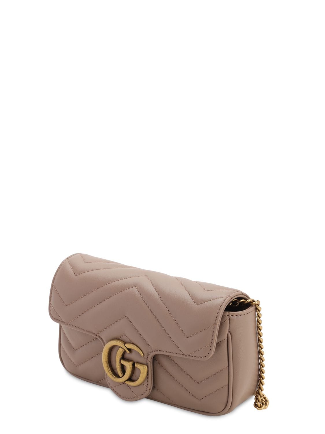 Shop Gucci Supermini Gg Marmont Leather Bag In Porcelain Rose