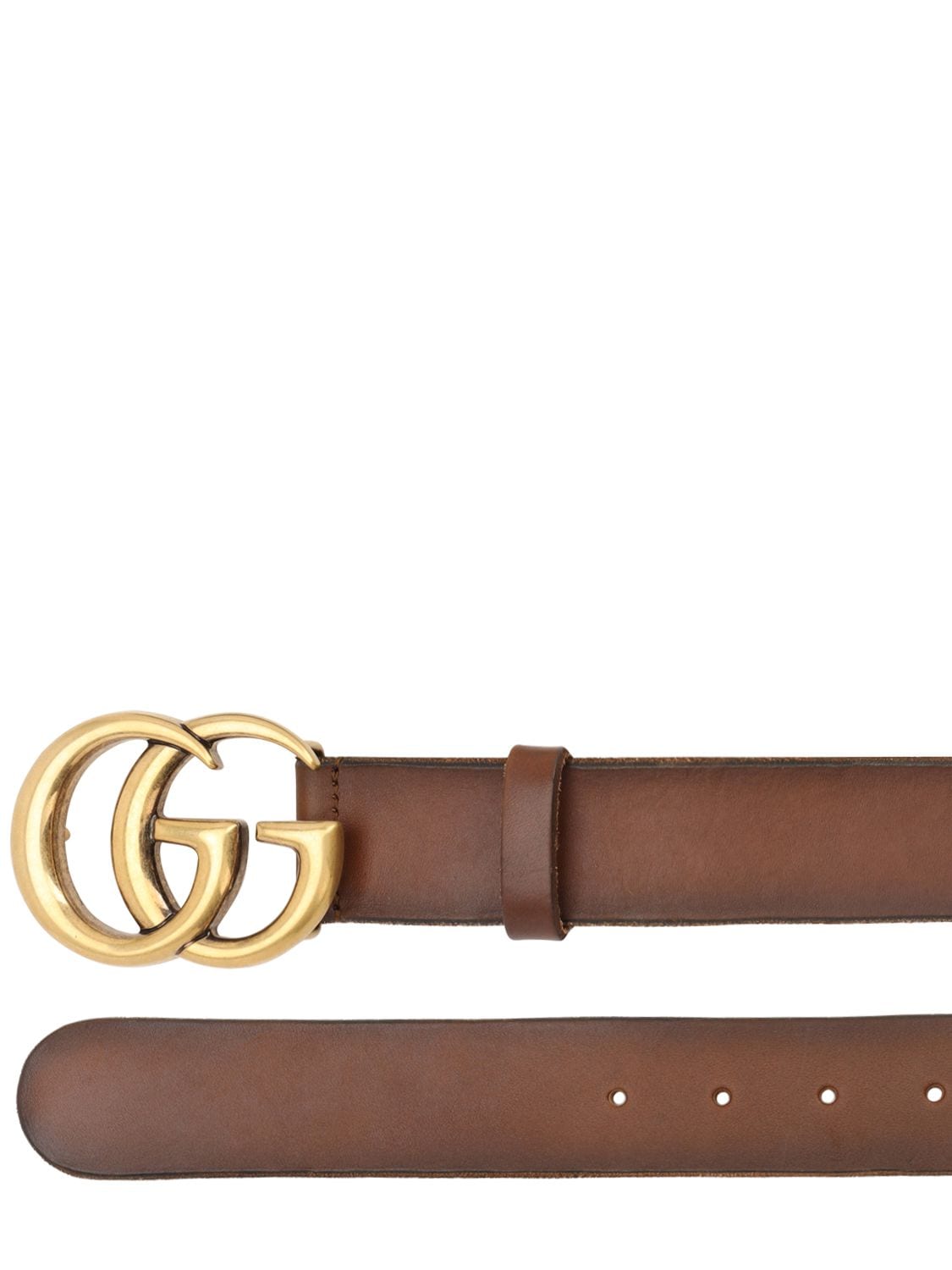 Shop Gucci 4cm Gg Leather Belt In Brown