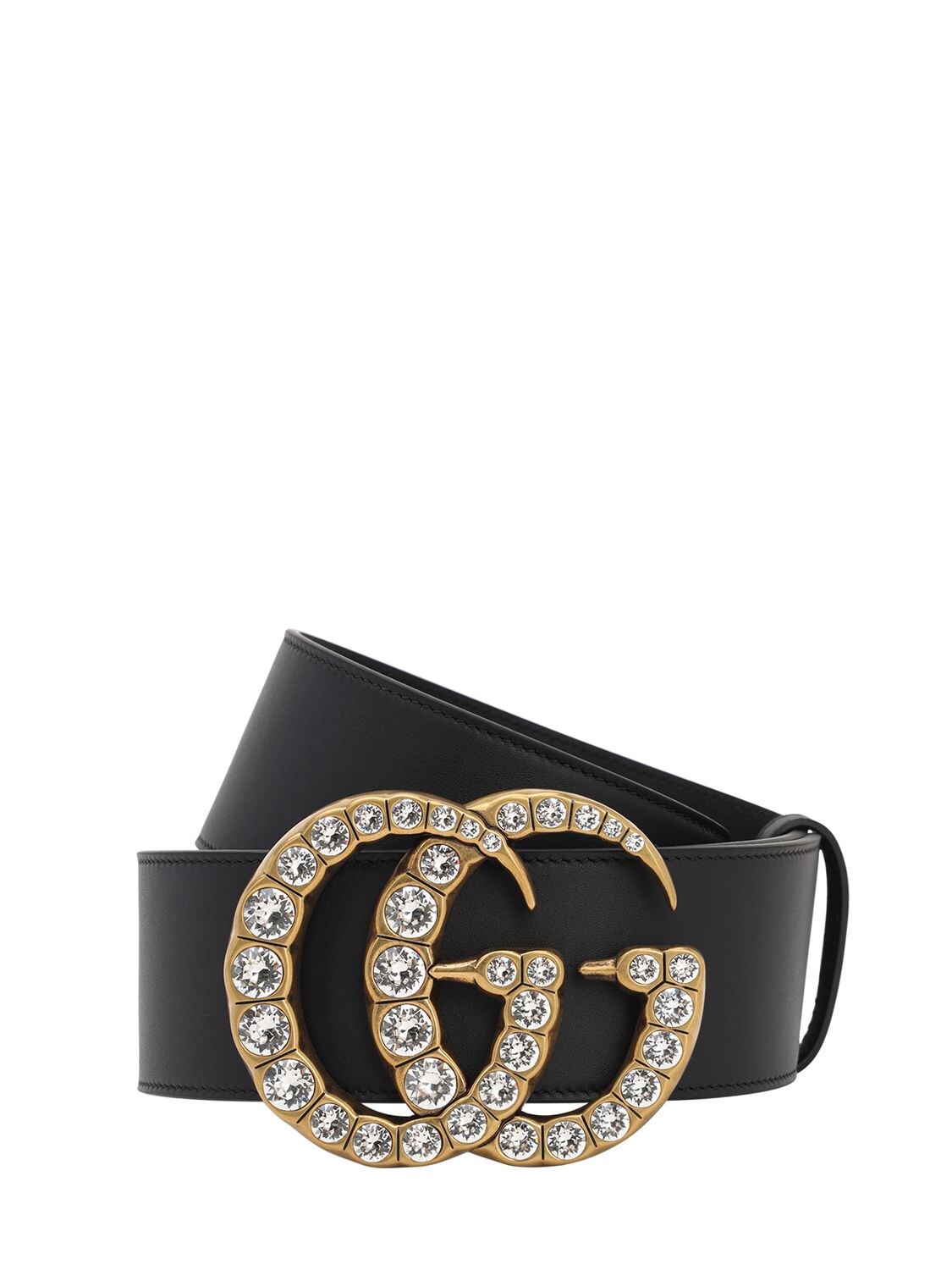 Gucci 55mm Gg Leather Belt In Black