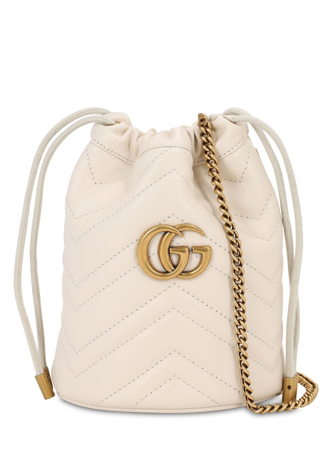 Gucci Mini Gg Marmont 2.0 Leather Bucket Bag In Mystic White | ModeSens