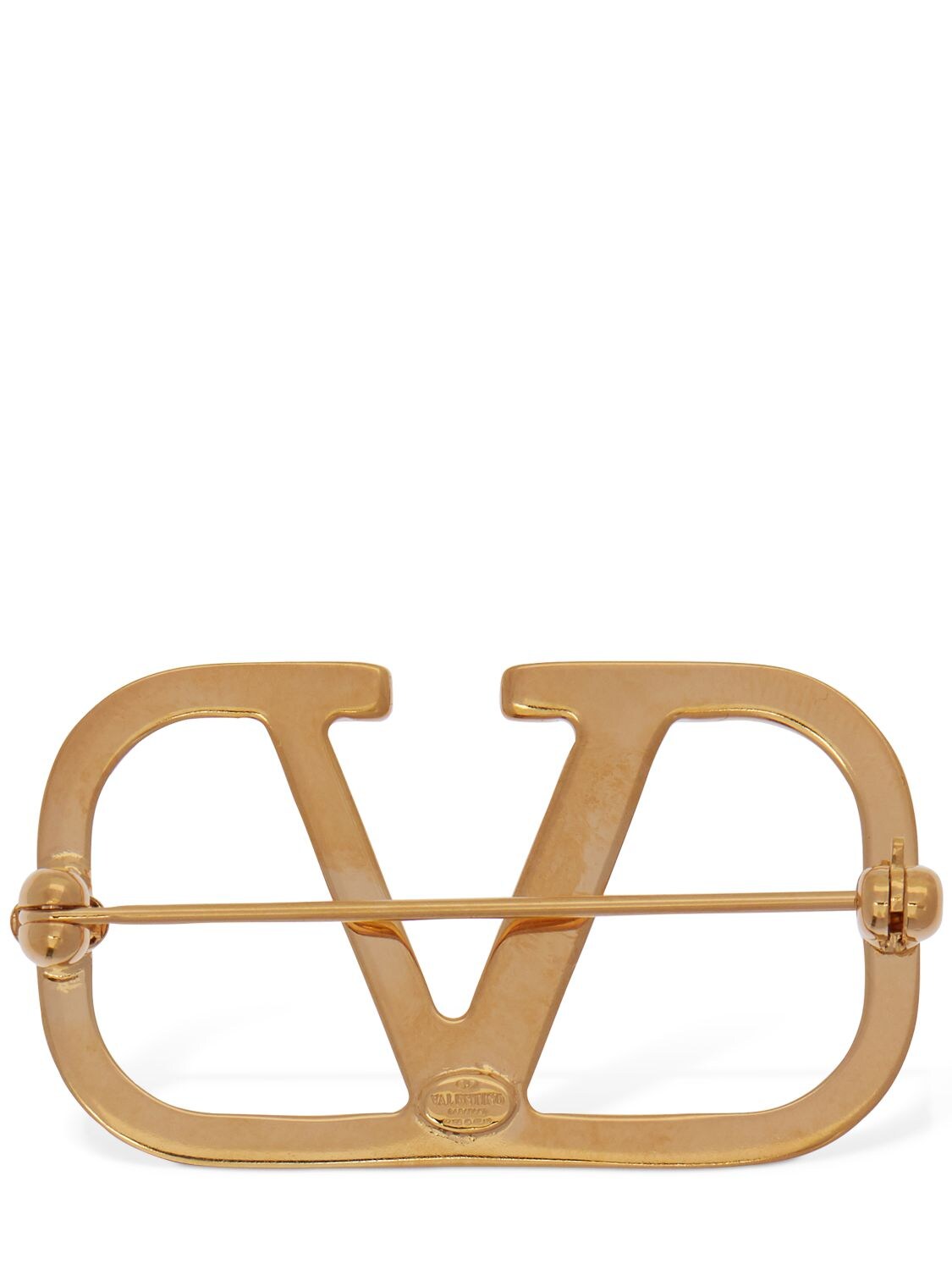 Shop Valentino V Logo Brooch In Gold