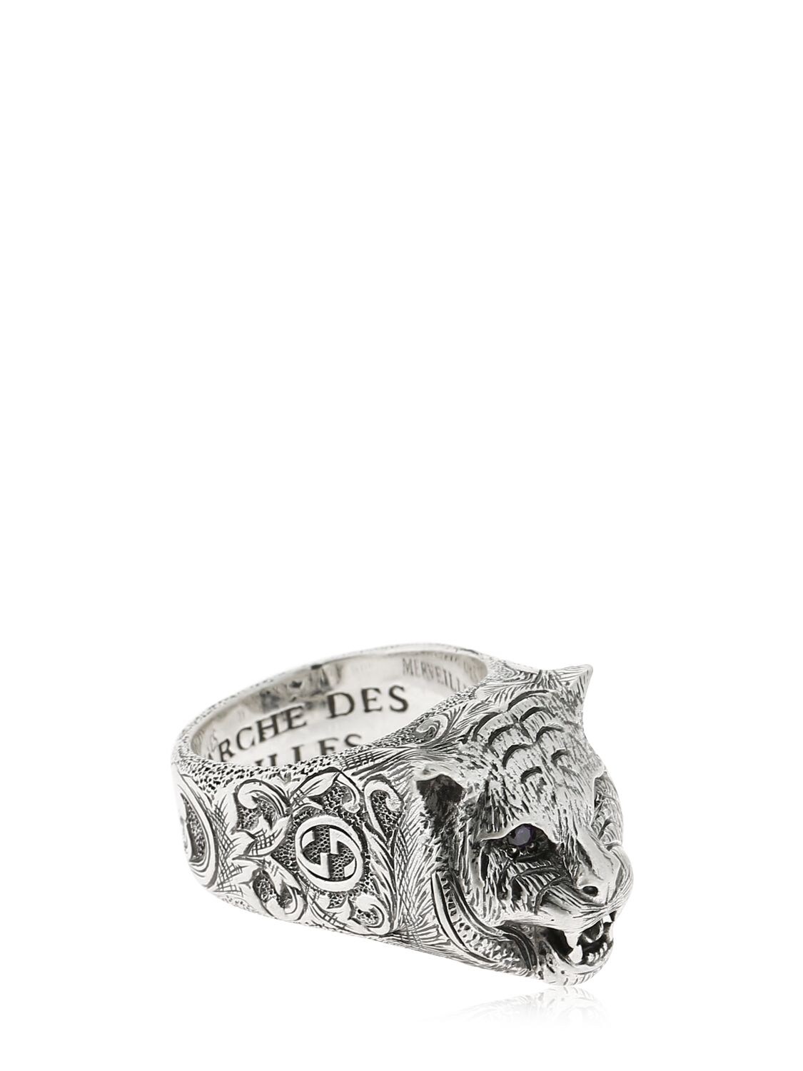 Gucci Angry Cat Ring In Silver