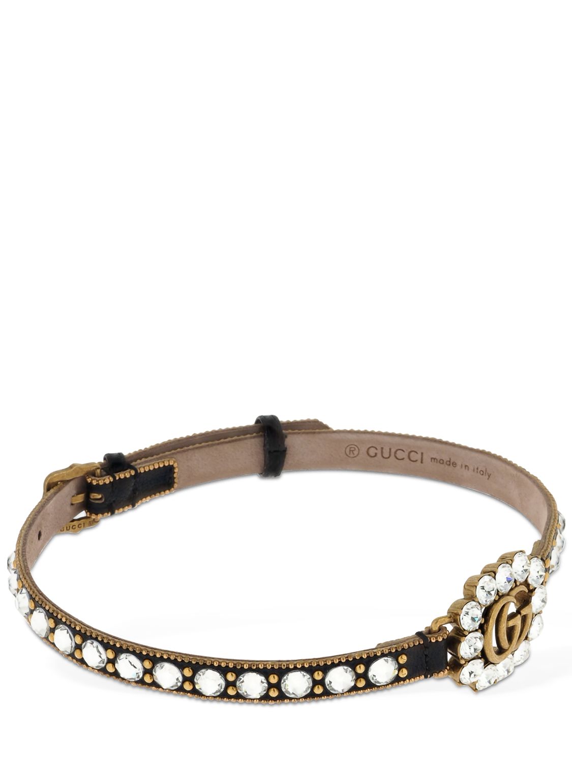 gucci "gg marmont"水晶皮革项圈 71ixhz003-oda2mq2