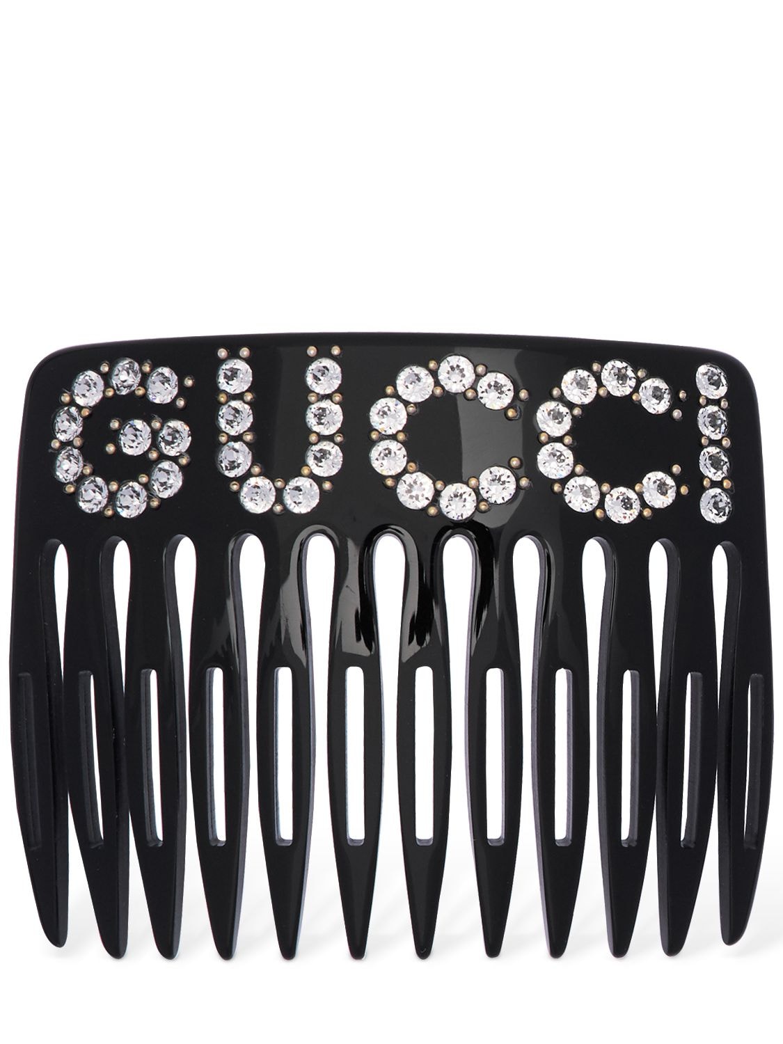 Gucci Crystal Logo Hair Piece In Black