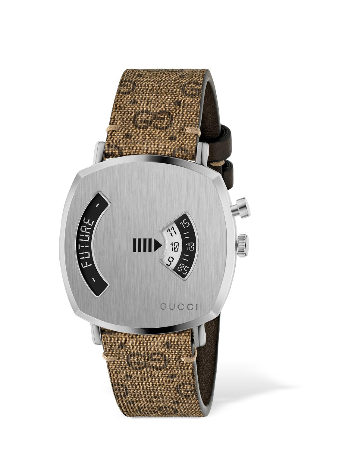 Gucci Minute & Roulette Grip Watch In Brown,silver