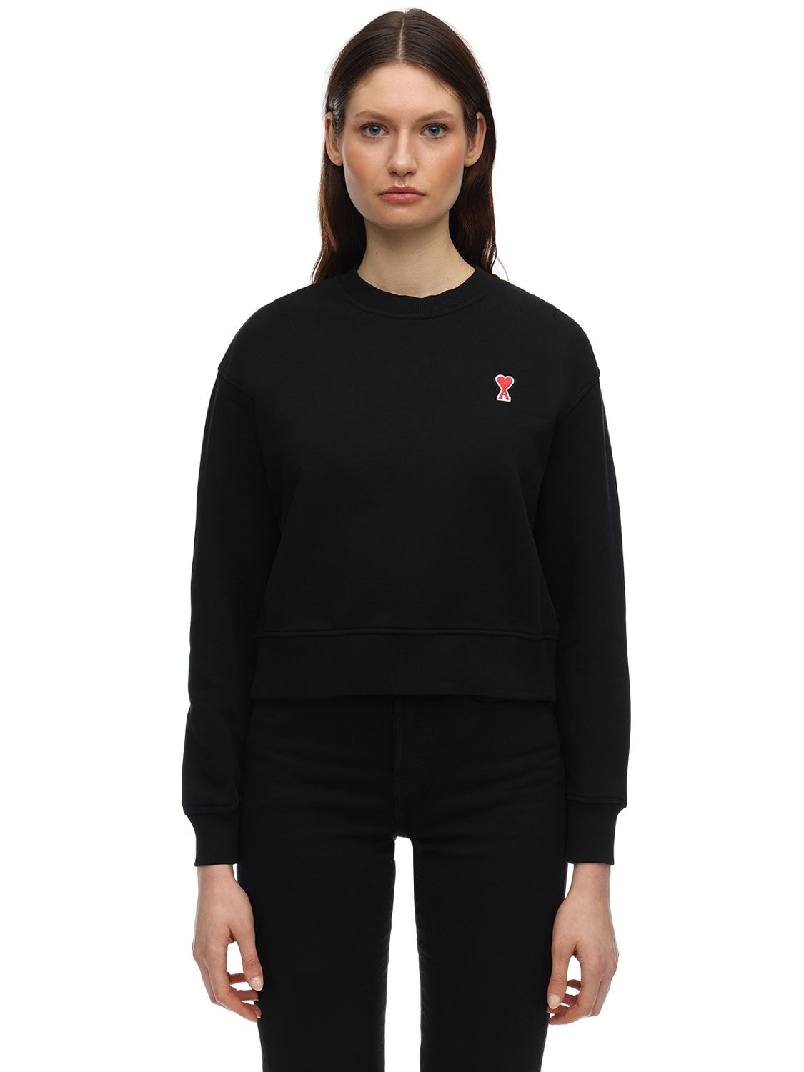 Ami Alexandre Mattiussi Logo Detail Cotton Sweatshirt In Black