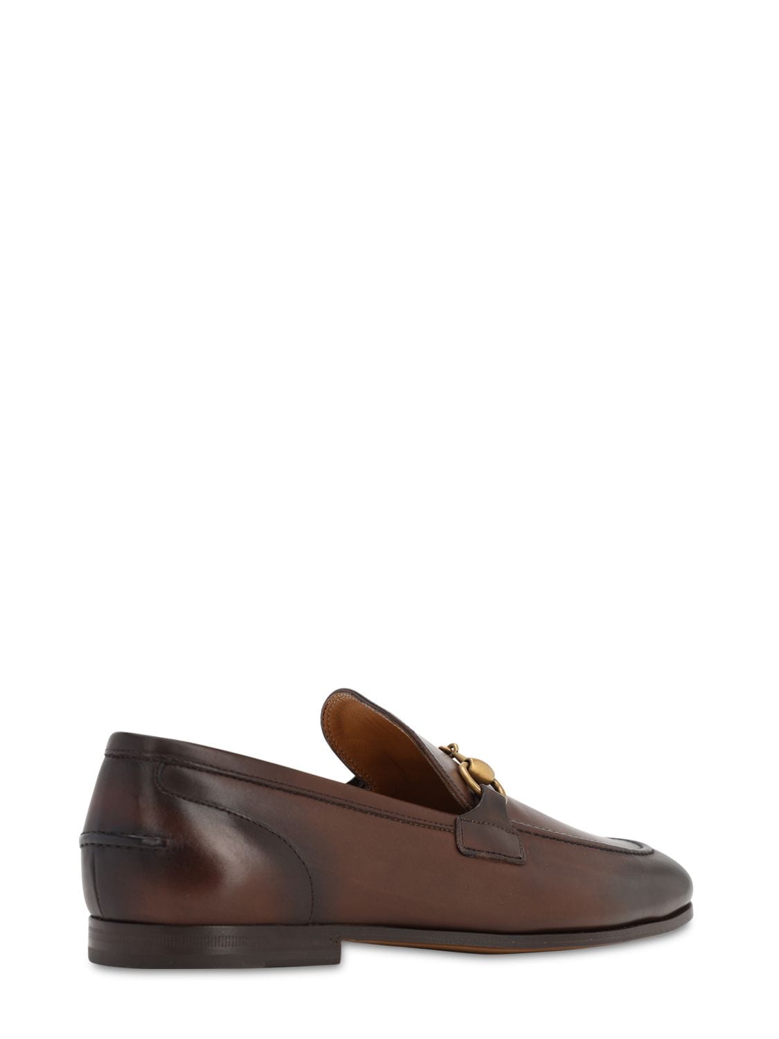 Shop Gucci Jordaan Horsebit Leather Loafers In Brown