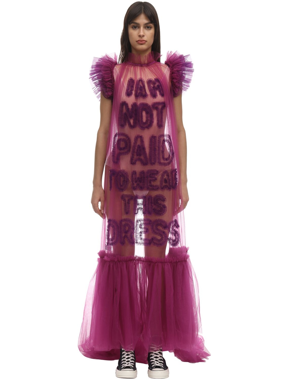 Viktor Rolf I Am Not Paid Tulle Maxi Dress In Purple Modesens