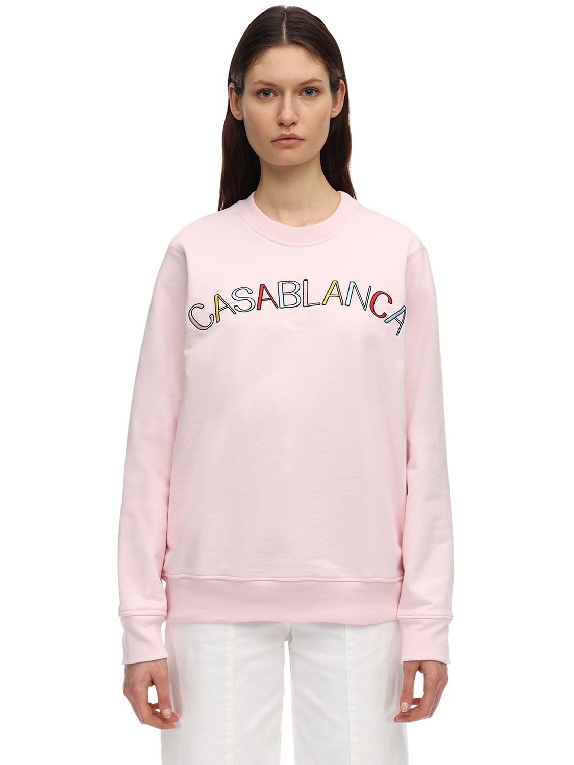 Casablanca Casa Arch Logo Cotton Jersey Sweatshirt In Pink