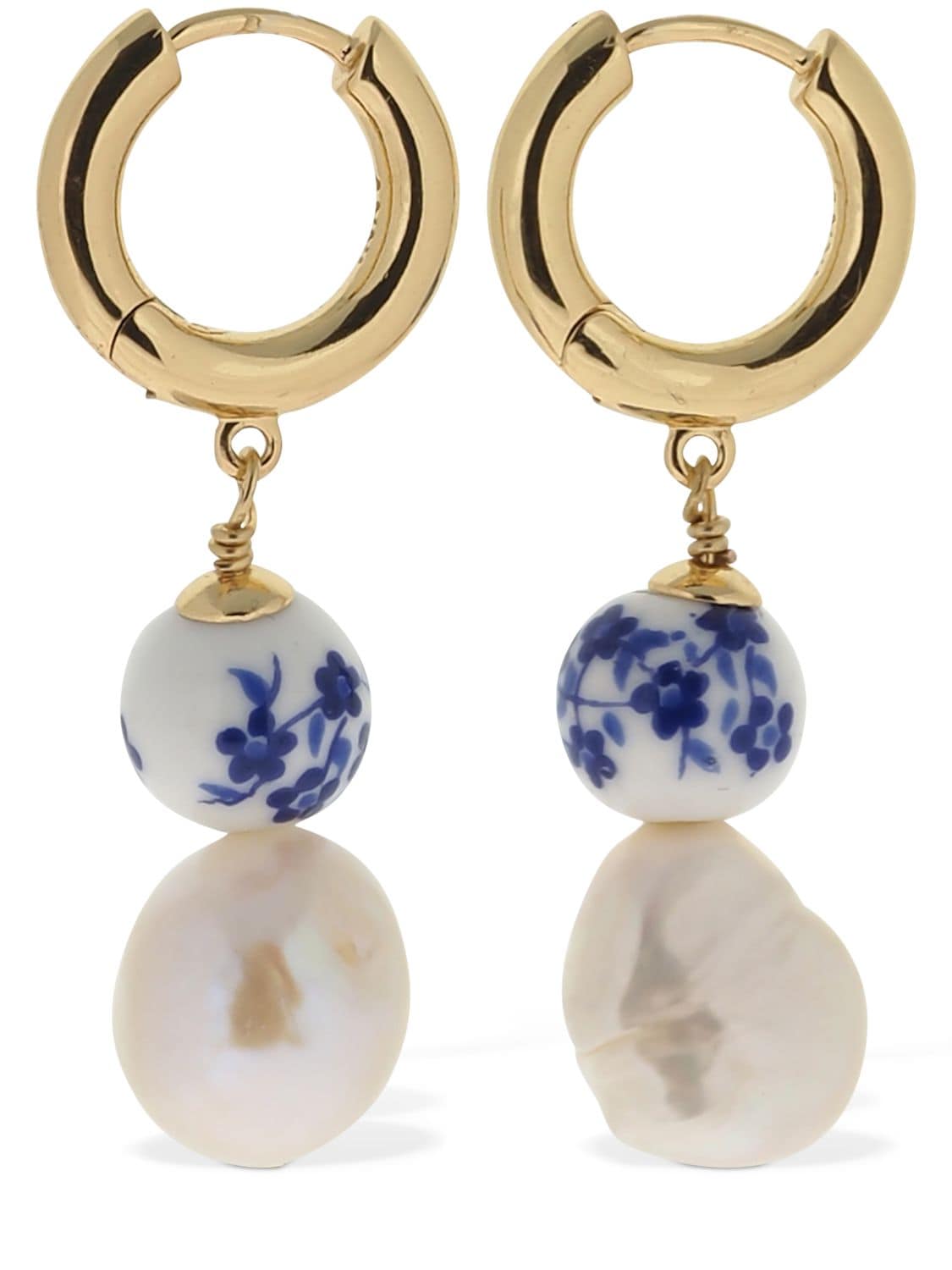 Anni Lu “heloise”珍珠&陶瓷珠耳环 In Gold,blue