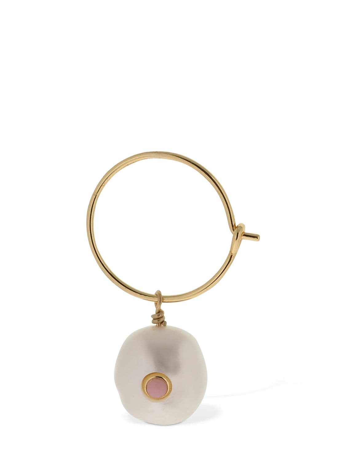 Anni Lu Pearl Hoop Mono Earring In Gold,pearl