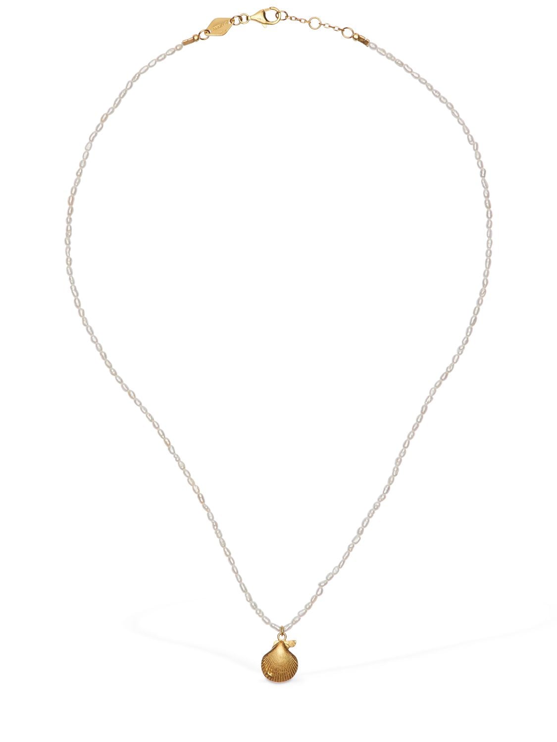 Anni Lu Imitation Shell Charm & Pearl Necklace In White,gold