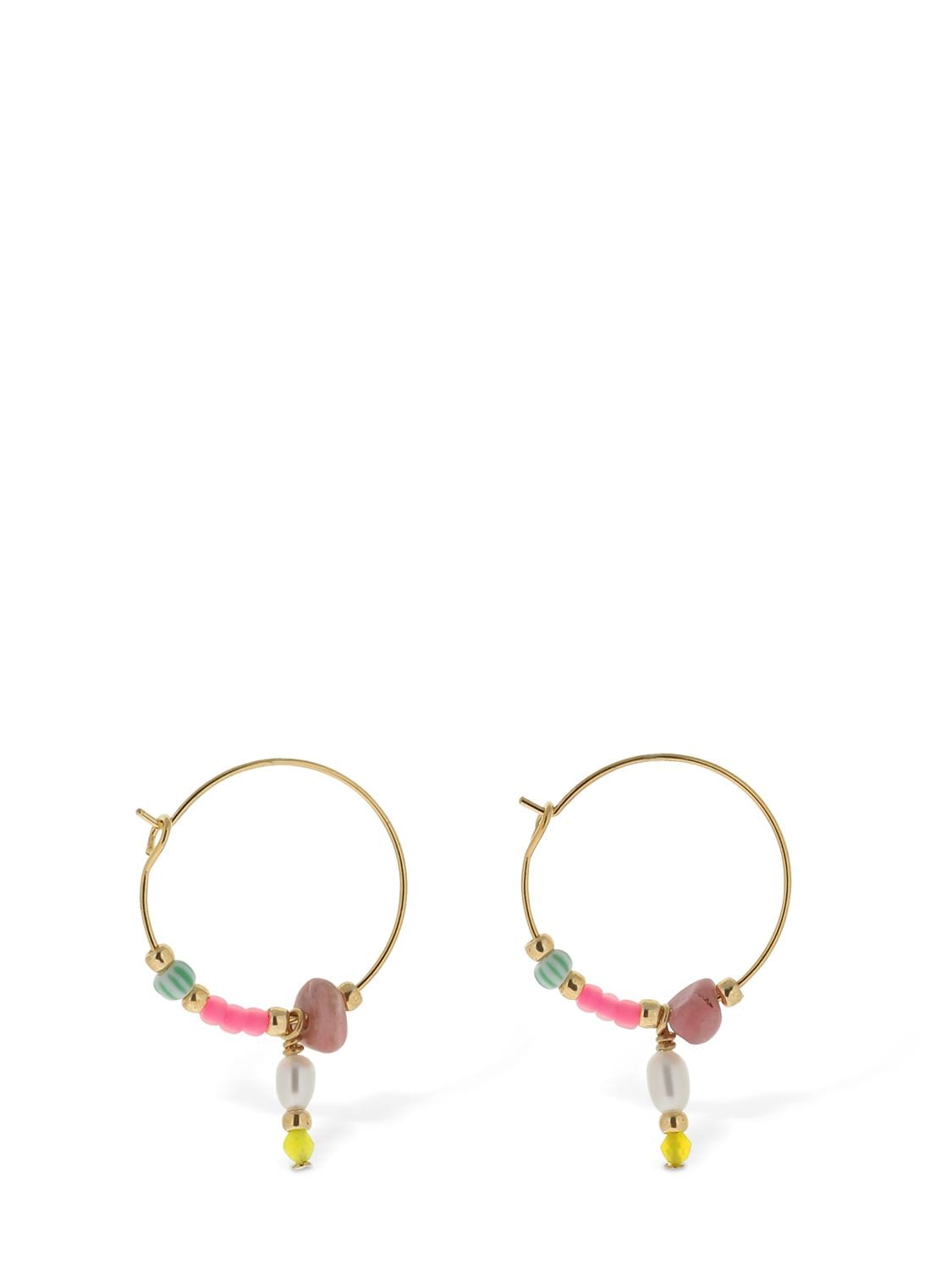 Anni Lu Hanalei Hoop Earrings In Gold,pink