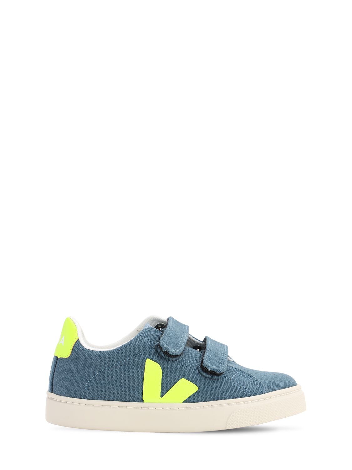 Veja Kids' Organic Cotton Canvas Strap Sneakers In Blue