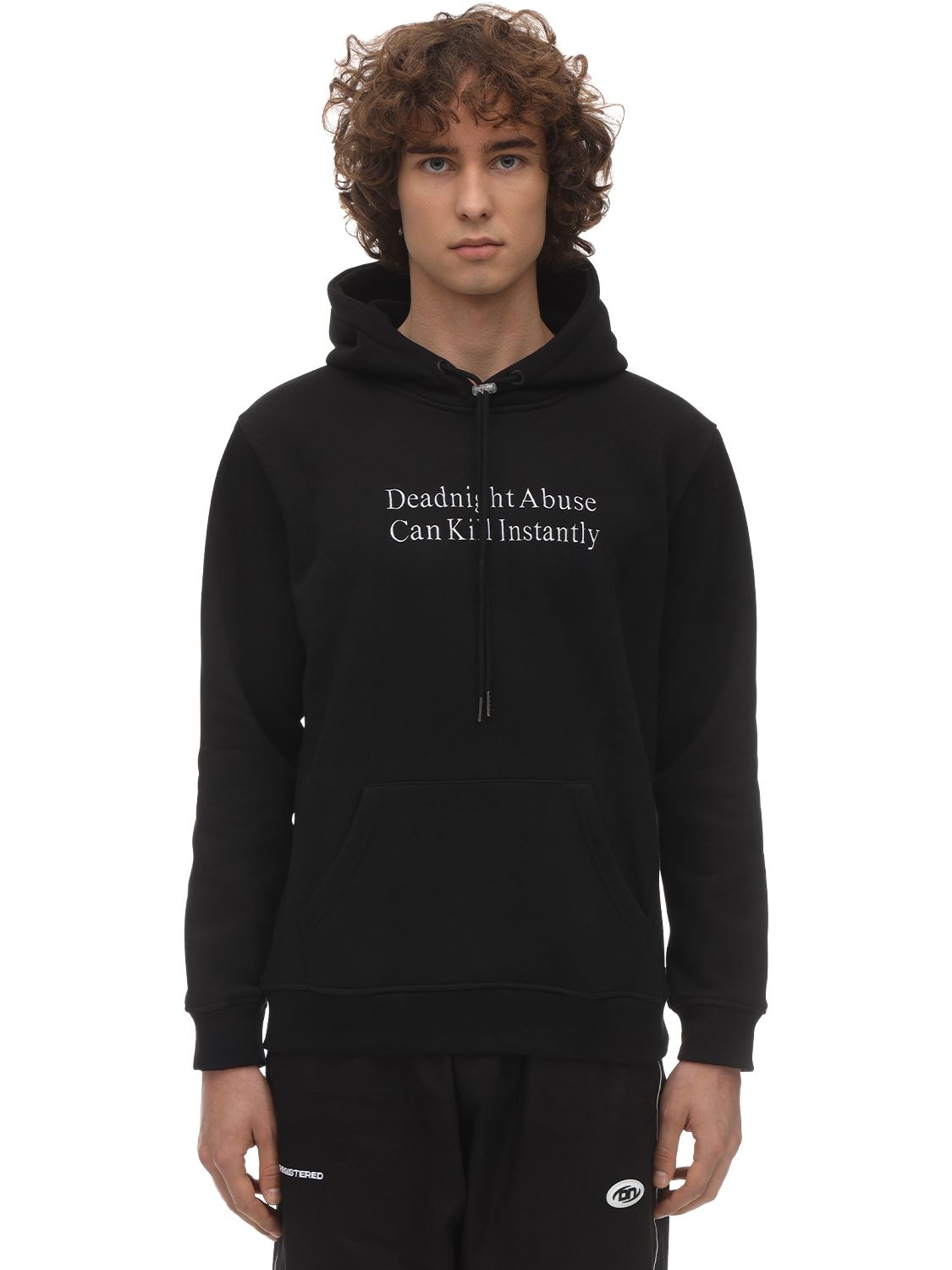 Deadnight Abuse Cotton Sweatshirt Hoodie In Black