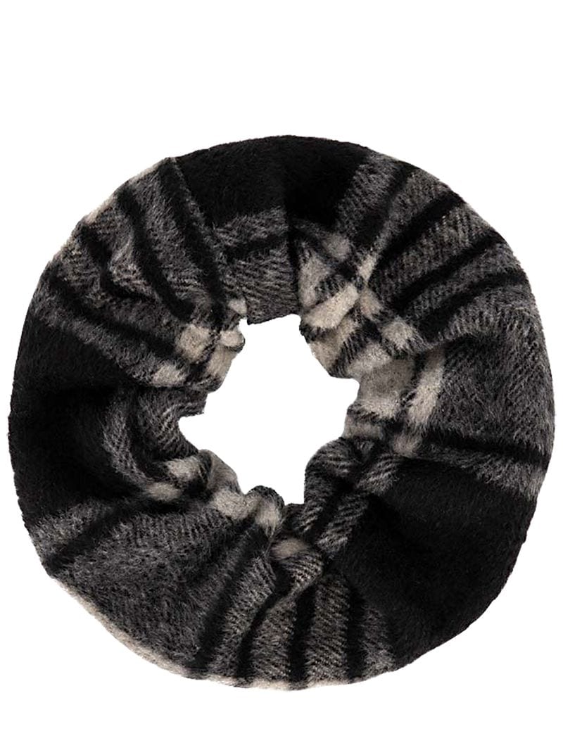 Atelier Des Femmes Dalida Wool Effect Scrunchie In Grey,black