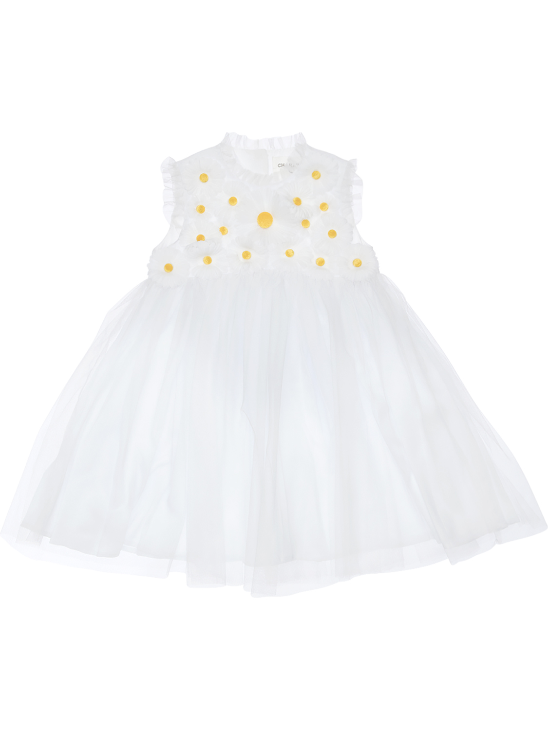 Tulle Dress W/ Daisy Appliqués