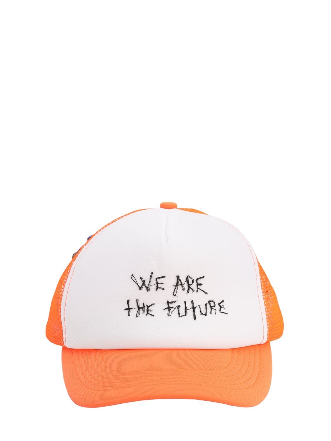 Self Made “we Are The Future”科技织物卡车司机帽 In White,orange
