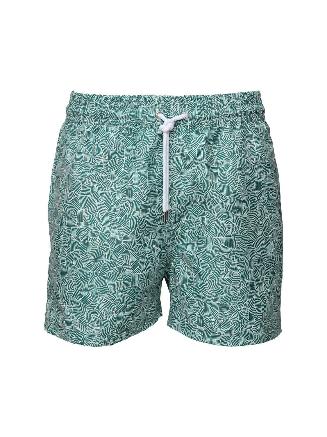 Apnee Printed Regenerated Nylon Swim Shorts In Green