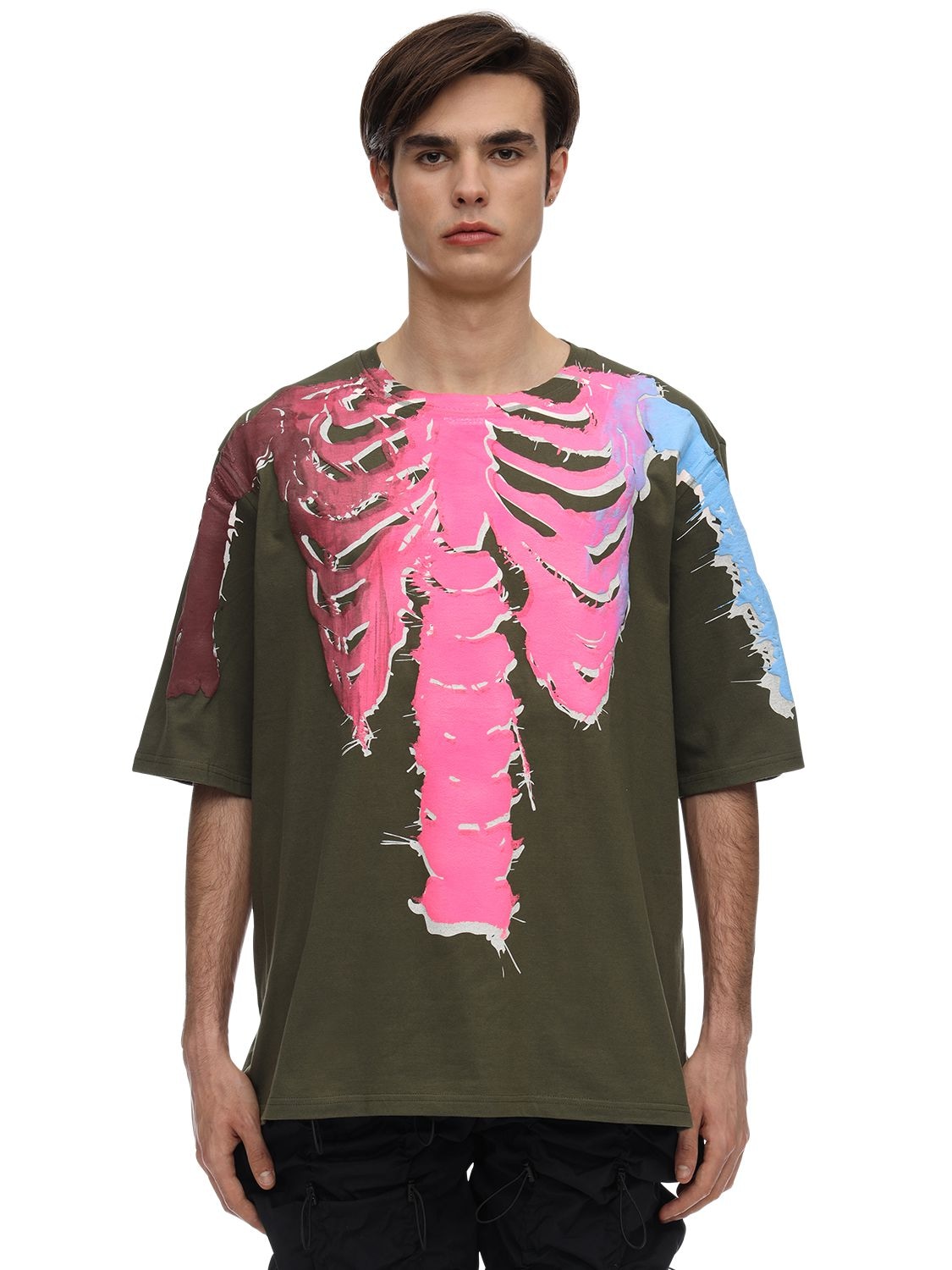 99percentis Skull Print Cotton T-shirt In Khaki | ModeSens