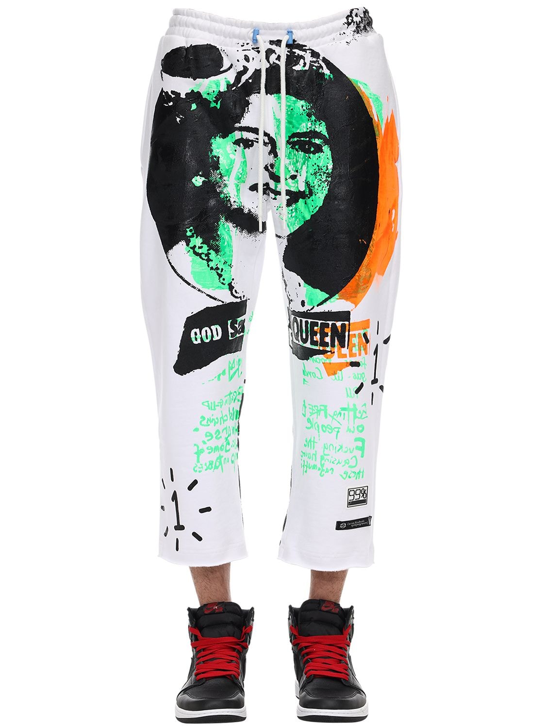 99percentis Printed Cotton Pants In White
