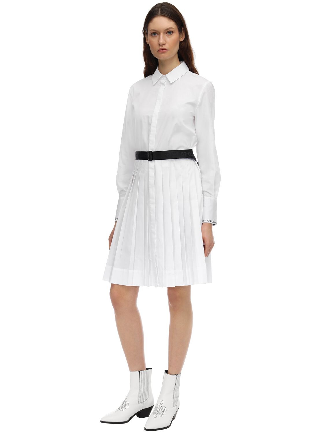 Karl Lagerfeld Cotton Poplin Shirt Dress In White | ModeSens