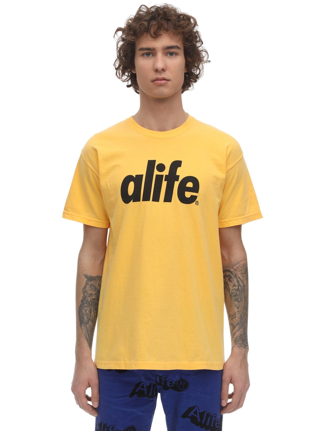 Alife Core Logo Cotton Jersey T-shirt In Yellow