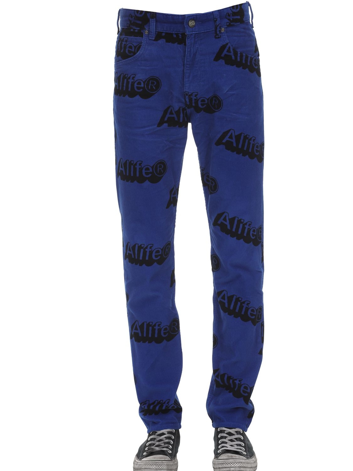 Alife Lee X  Print Cotton Corduroy Pants In Blue