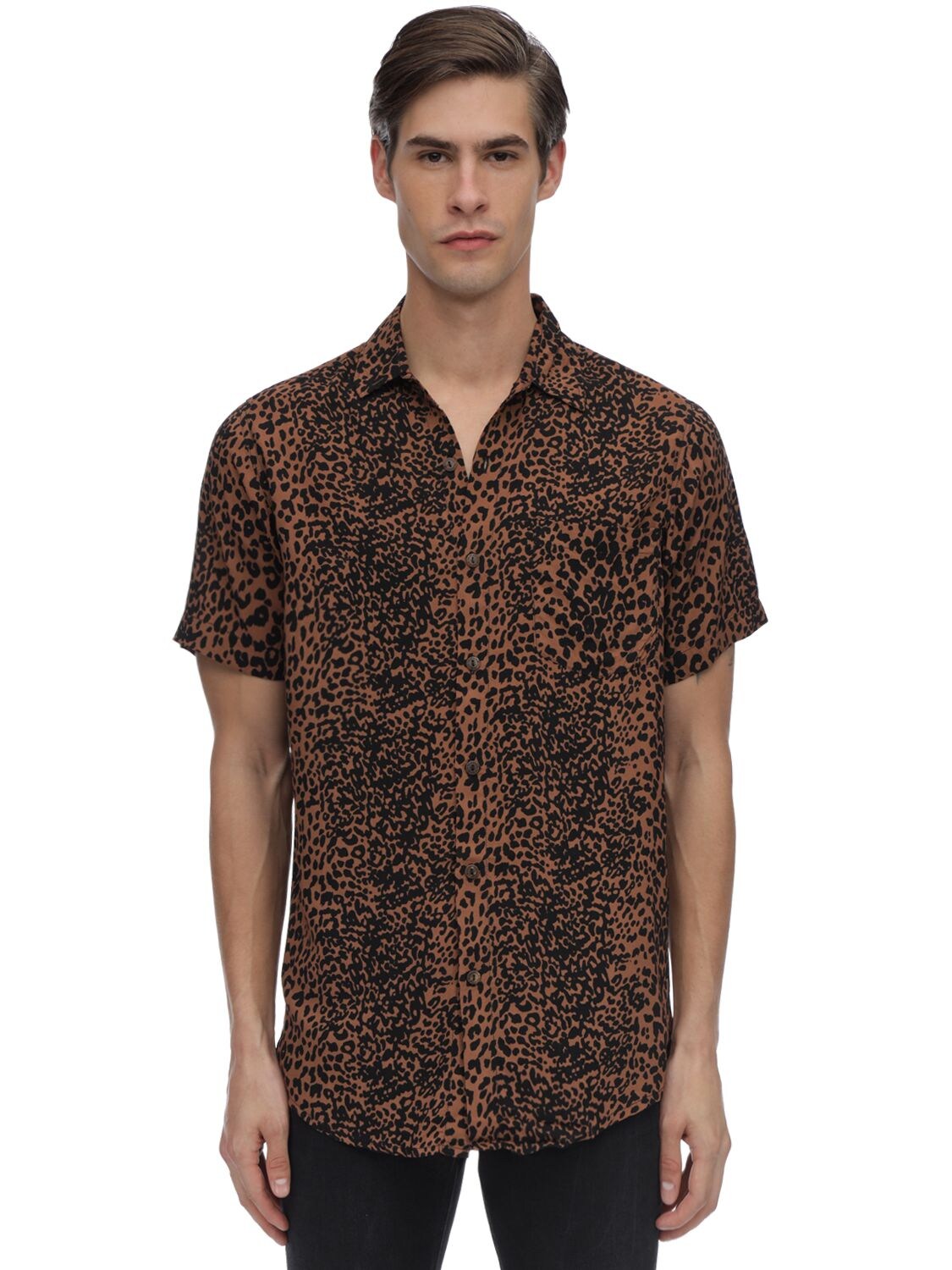 The People Vs Stevie Wild Cat Print Rayon Shirt In Multicolor