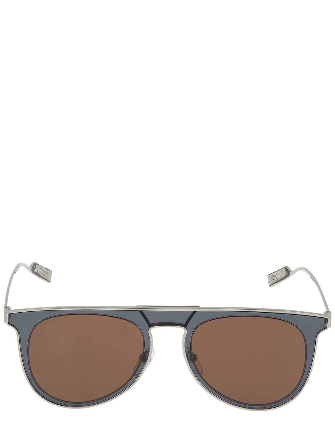 Ferragamo Metal Aviator Sunglasses In Grey,brown