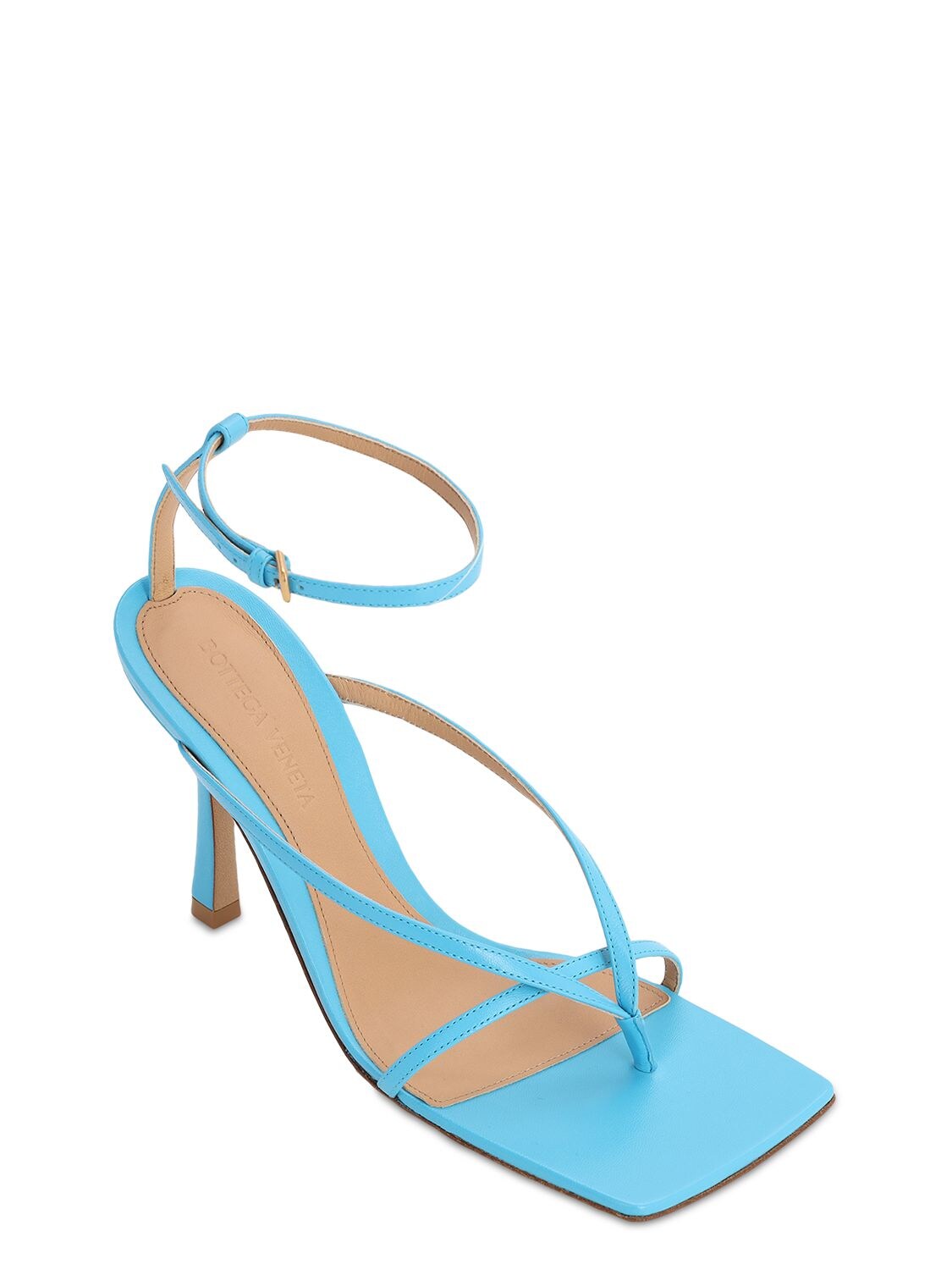 Bottega Veneta 90mm Stretch Leather Thong Sandals In Blue | ModeSens