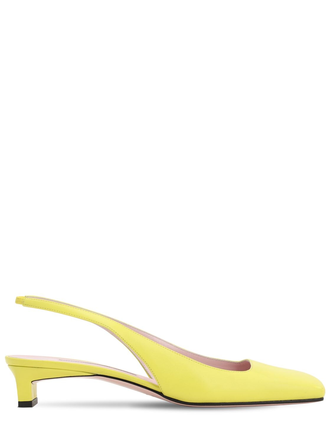 Emilia Wickstead 35mm Leather Slingback Pumps In Yellow