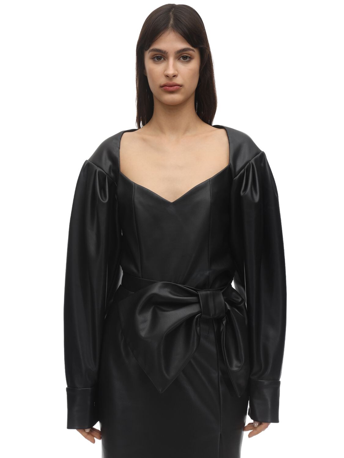 Anouki Faux Leather Shirt In Black