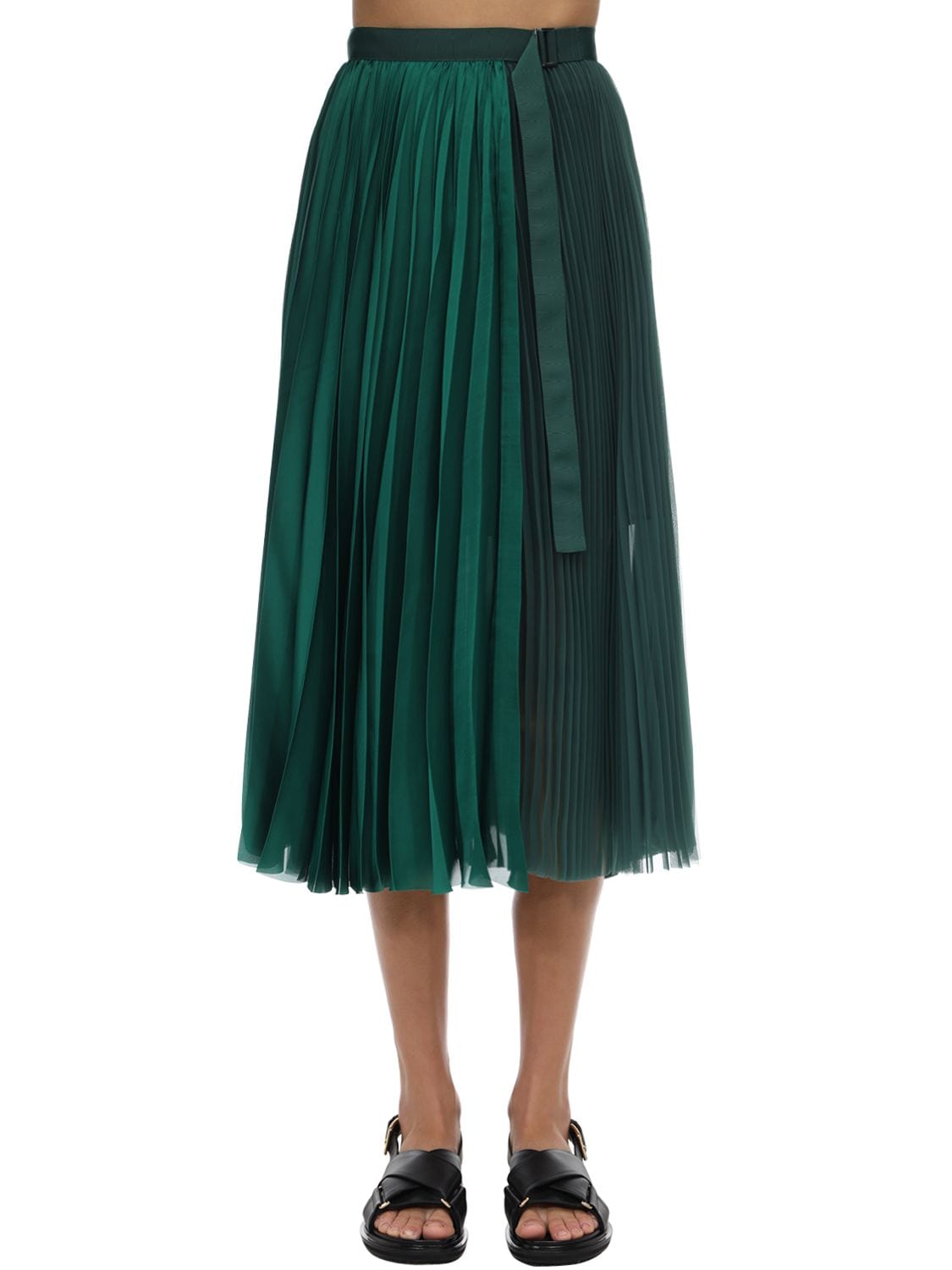 SACAI PLEATED SATIN SKIRT,71IXTK005-NTUX0