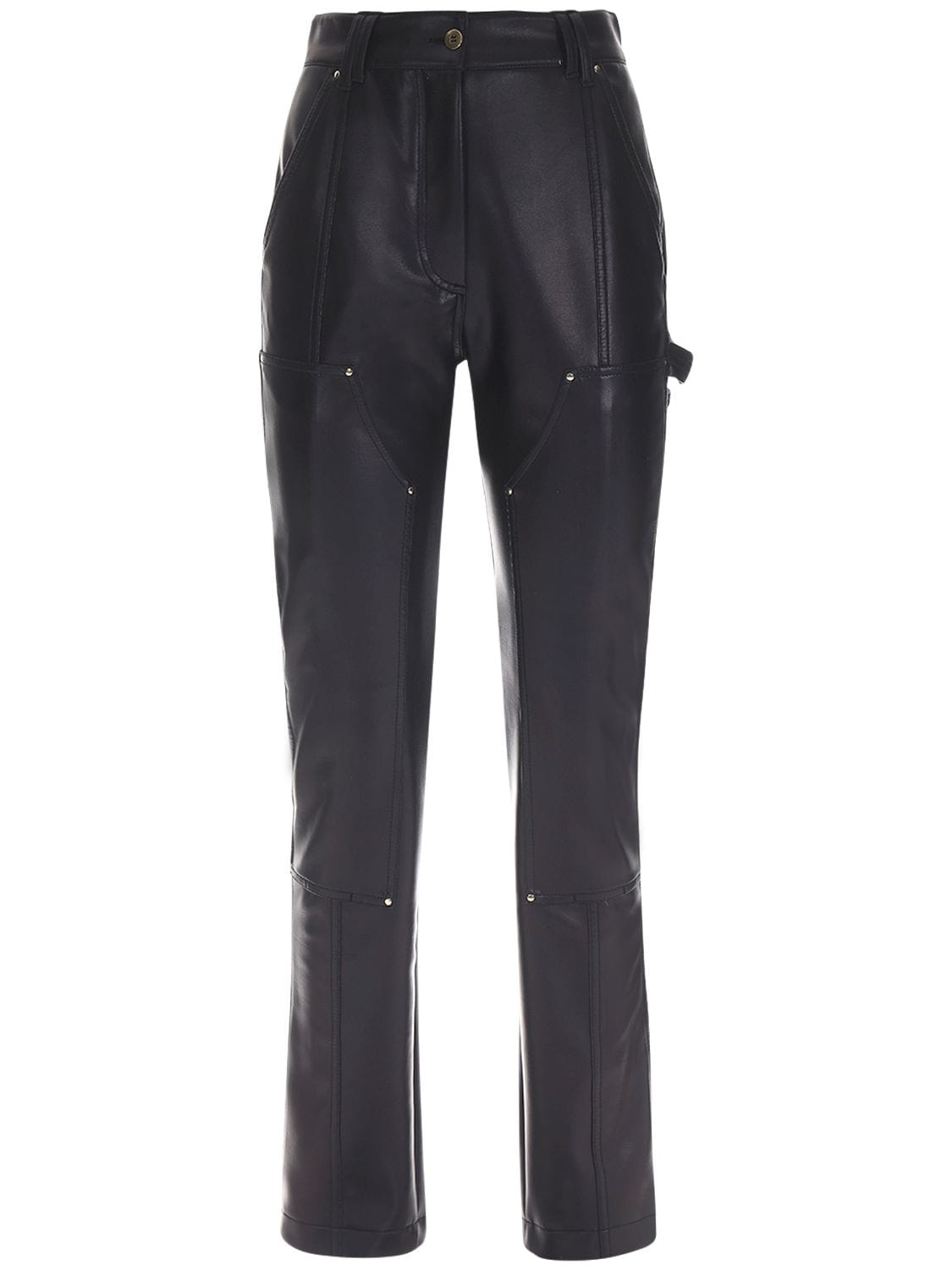 Atlein Lvr Exclusive Faux Leather Trousers In Blue