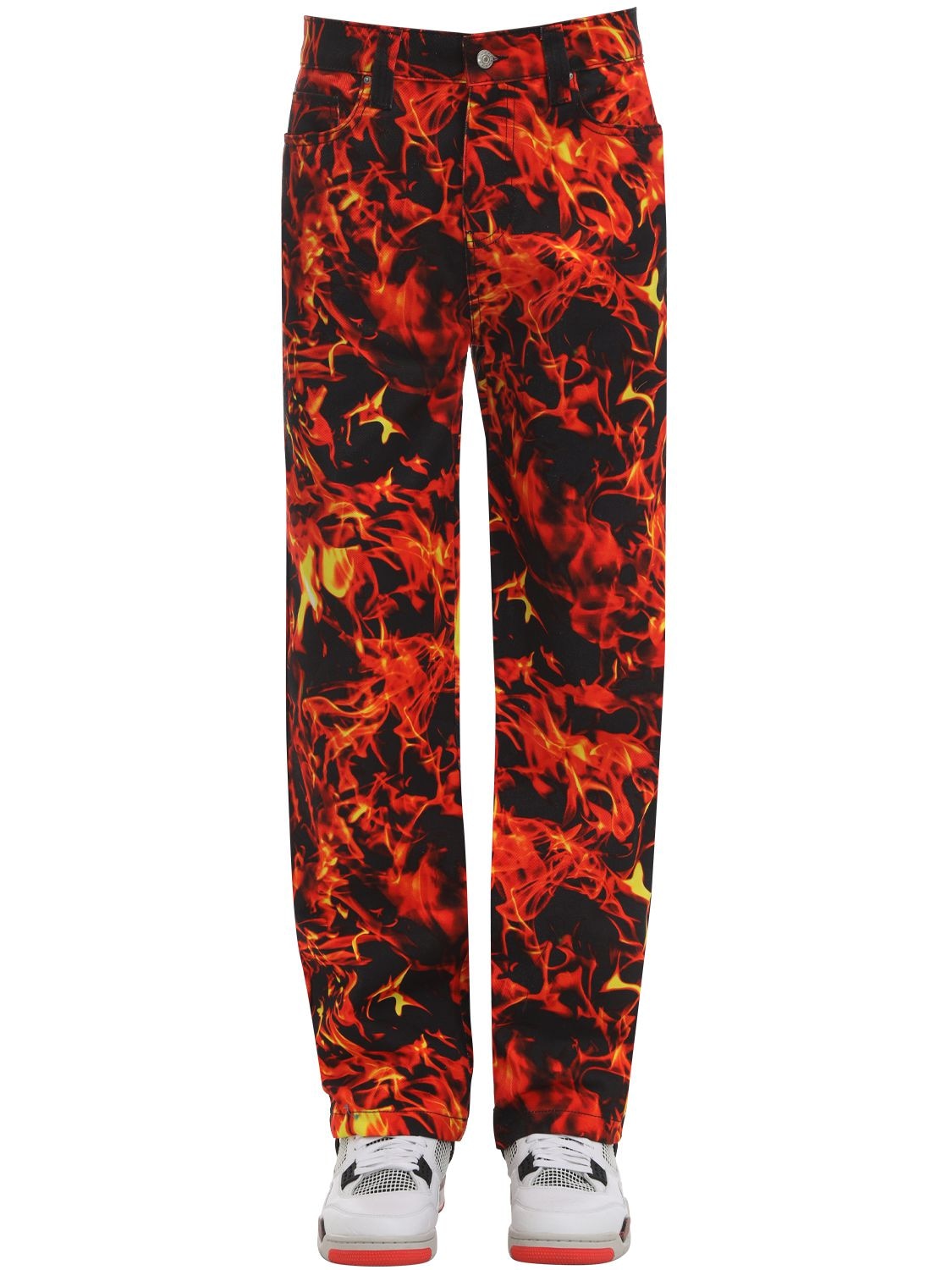 flame print jeans