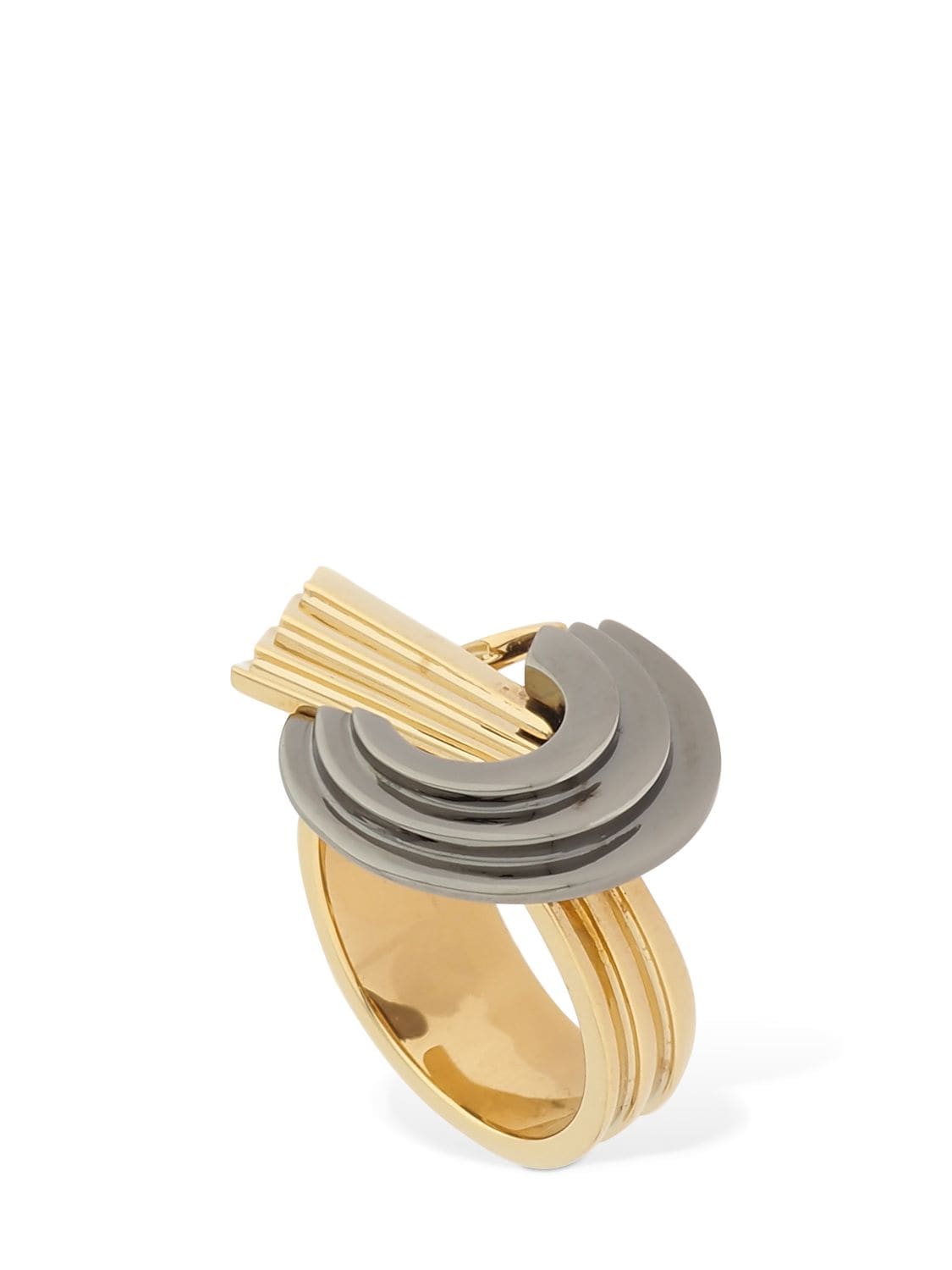 Leda Madera Lvr Exclusive Meryl Bicolor Thick Ring In Gold,black