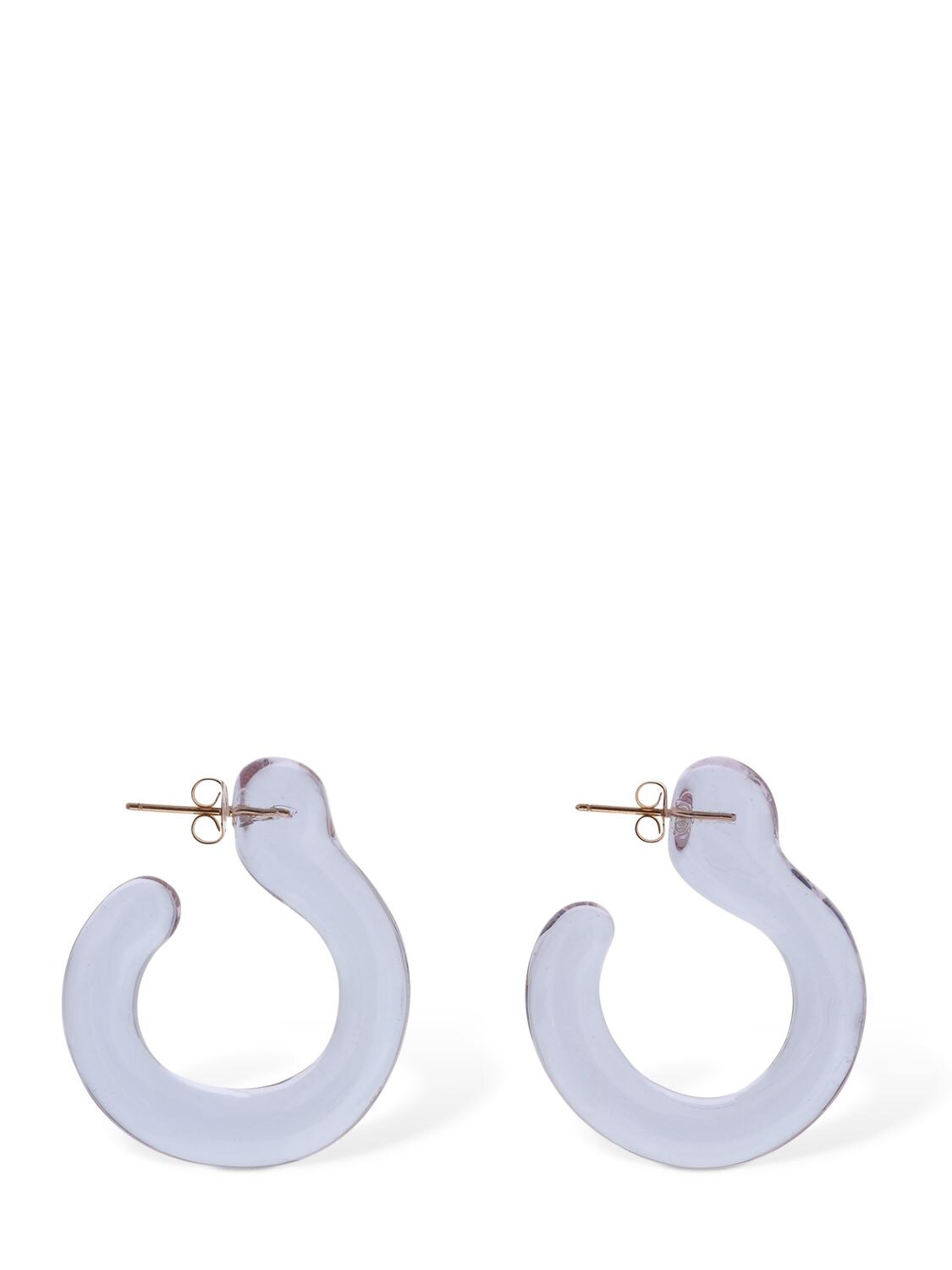 Annika Inez Small Glassy Hoop Earrings In Purple