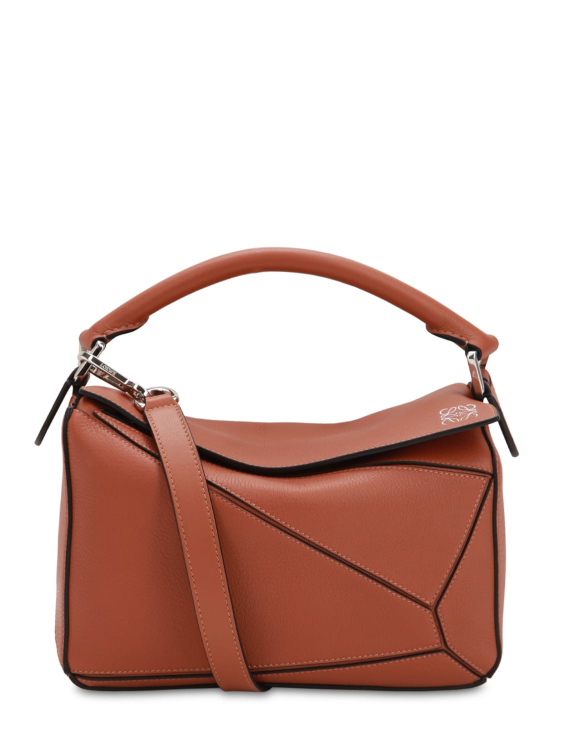 Loewe Small Puzzle Leather Top Handle Bag In Tan