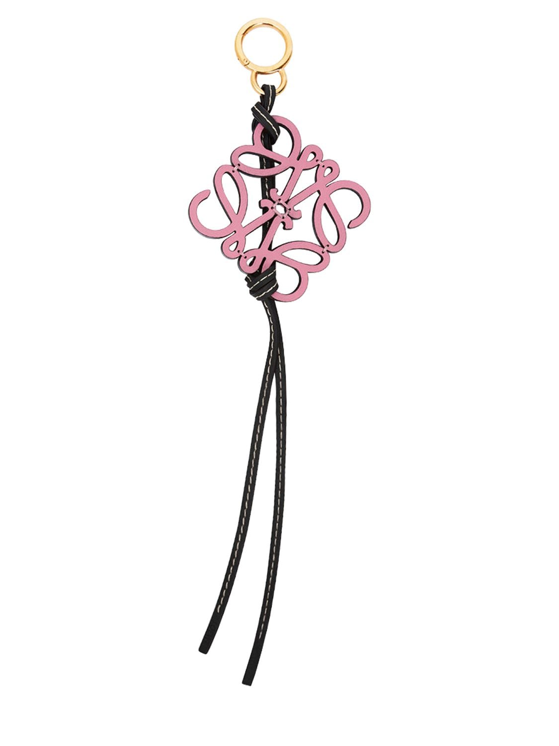 Loewe Anagram Leather Charm In Candy