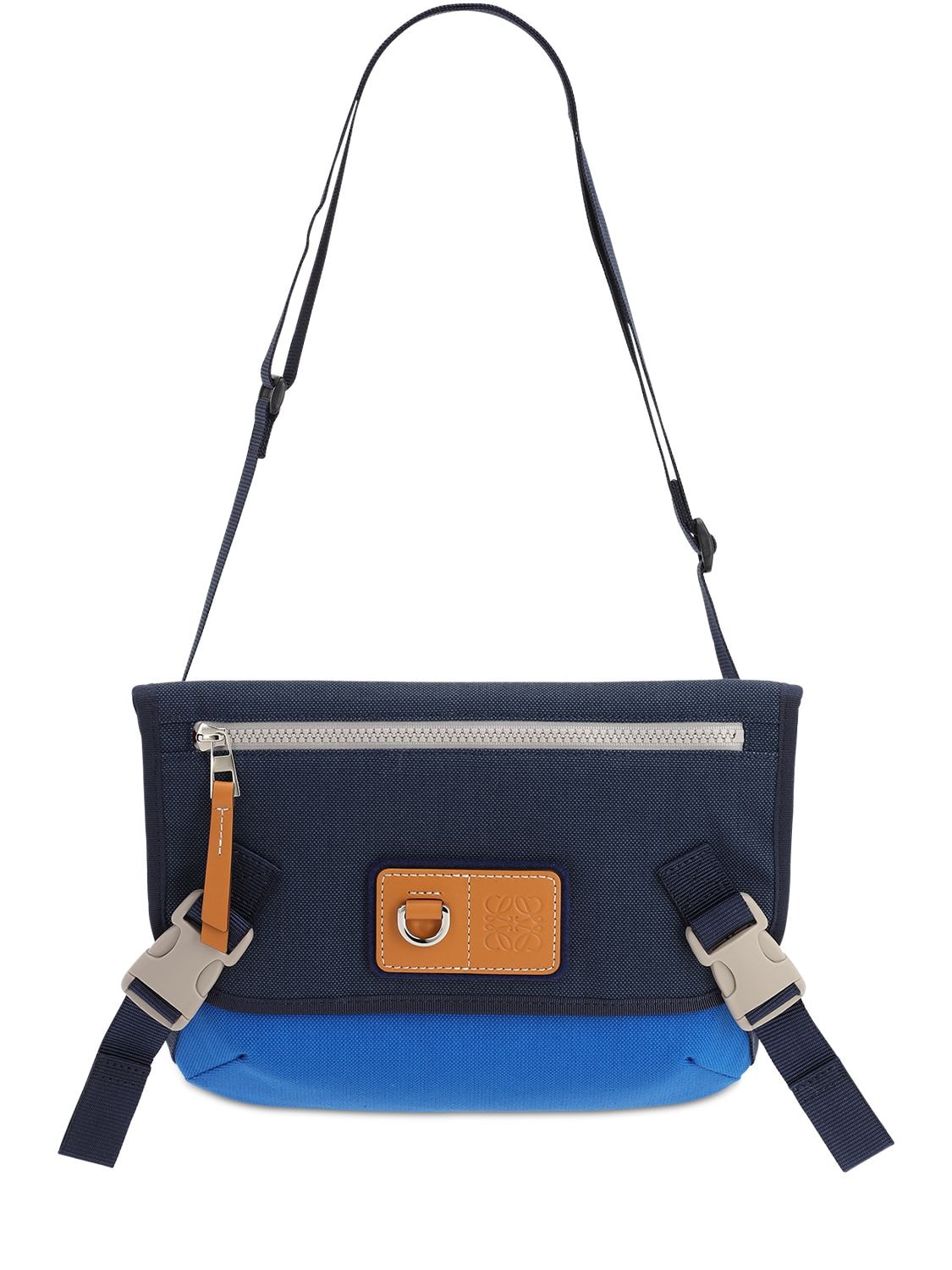 Loewe Eye//nature Leather-trimmed Canvas Messenger Bag In Blue