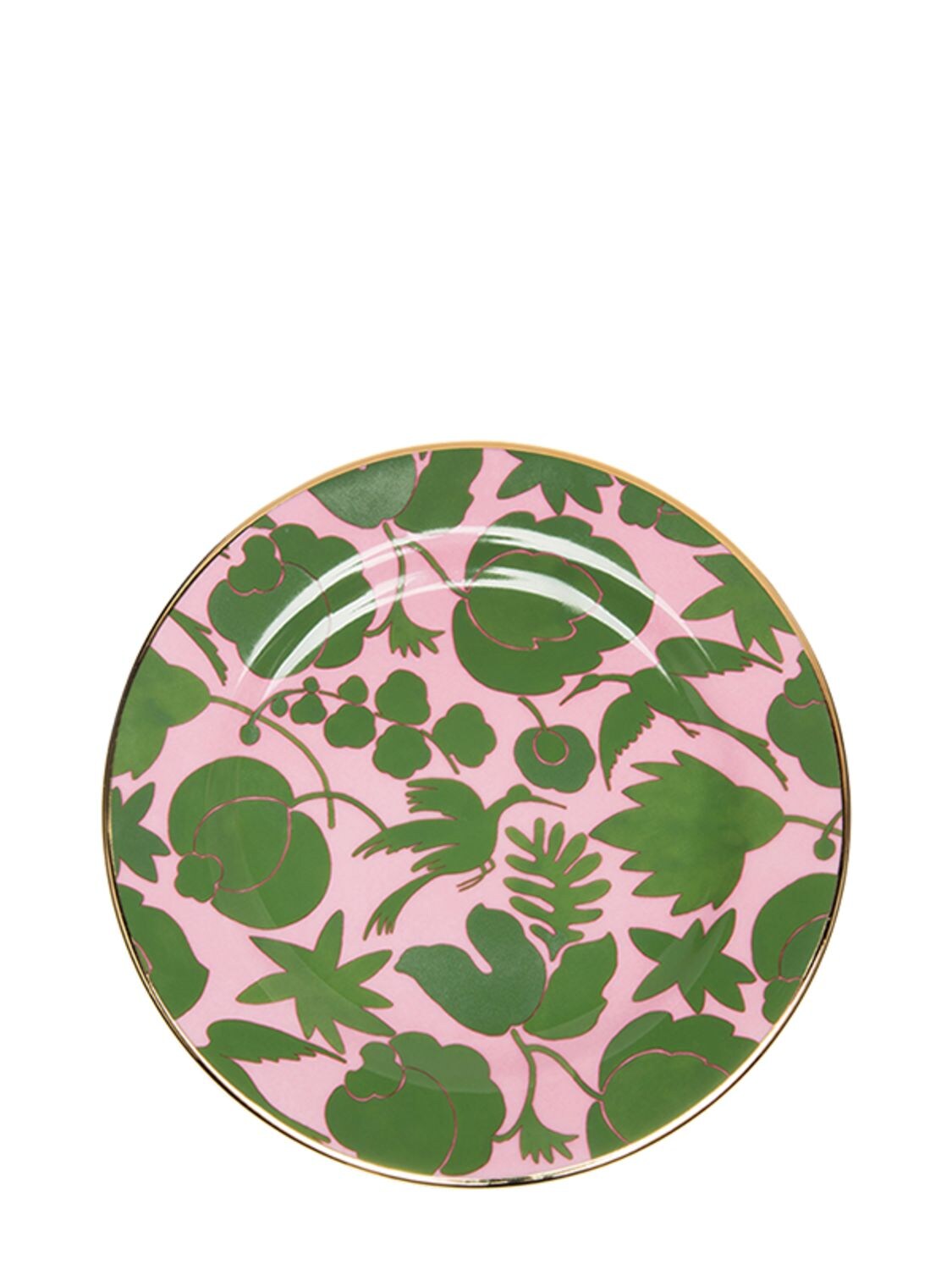 La Doublej Set Of 2 Wildbird Rosa Dessert Plates In Pink,green