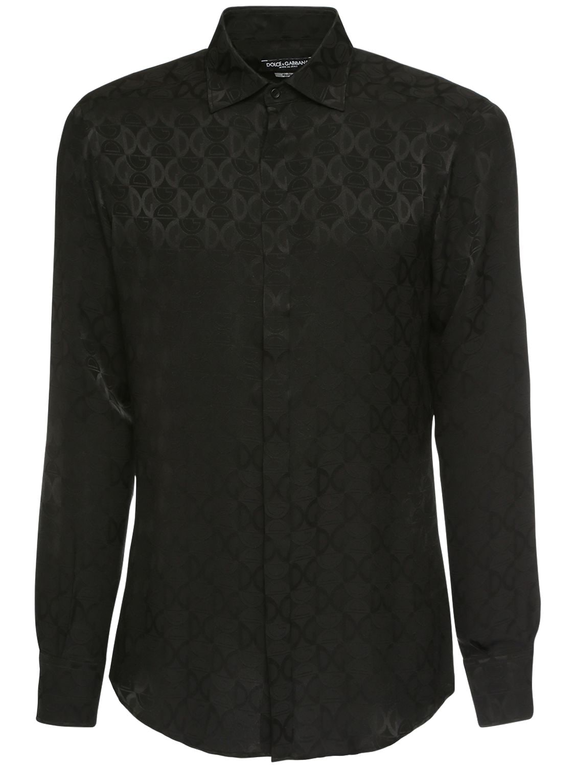 DOLCE & GABBANA NEW DG LOGO JACQUARD SILK SHIRT,72I021011-TJAWMDA1