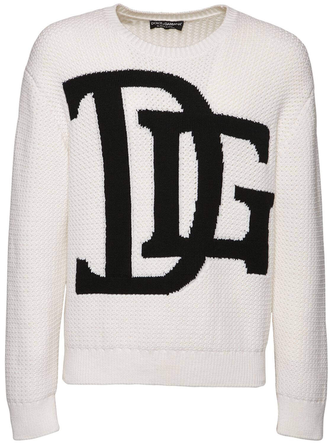 DOLCE & GABBANA DG INTARSIA WOOL KNIT SWEATER,72I021016-UZKWMDA1