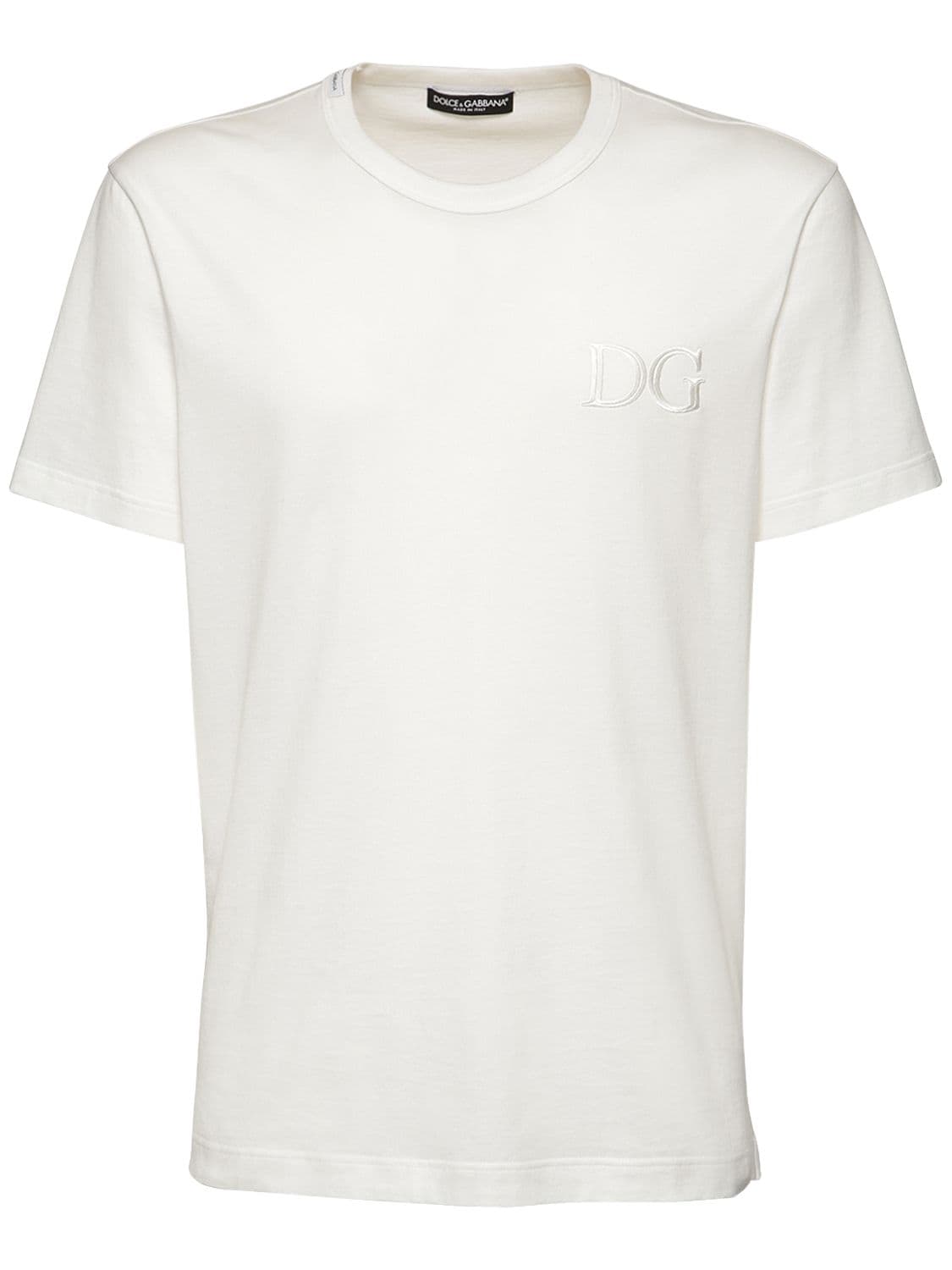 Dolce & Gabbana - Dg embroidery cotton t-shirt - White | Luisaviaroma