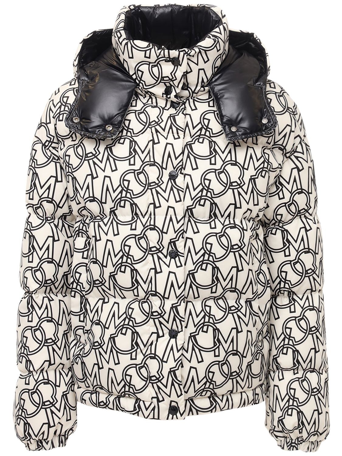 Moncler Daos All Over Logo Print Down Jacket In White